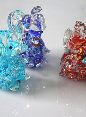 玻璃大象手工琉璃艺术品北欧风格家居装饰动物摆件创意吉象小礼物