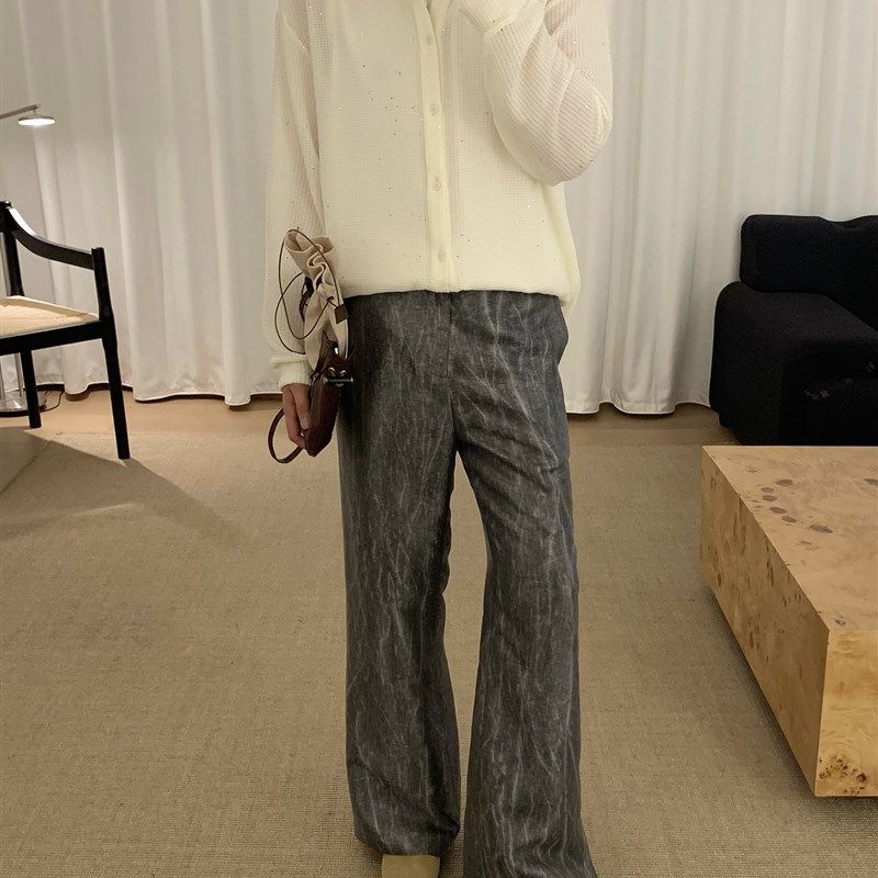 阿茶与阿古夏暮白色细闪防晒针织衫男夏季新款休闲宽松开衫外套