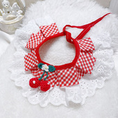 猫咪狗狗口水巾小清新公主风布偶蓝白英短泰迪柯基蕾丝边围脖饰品