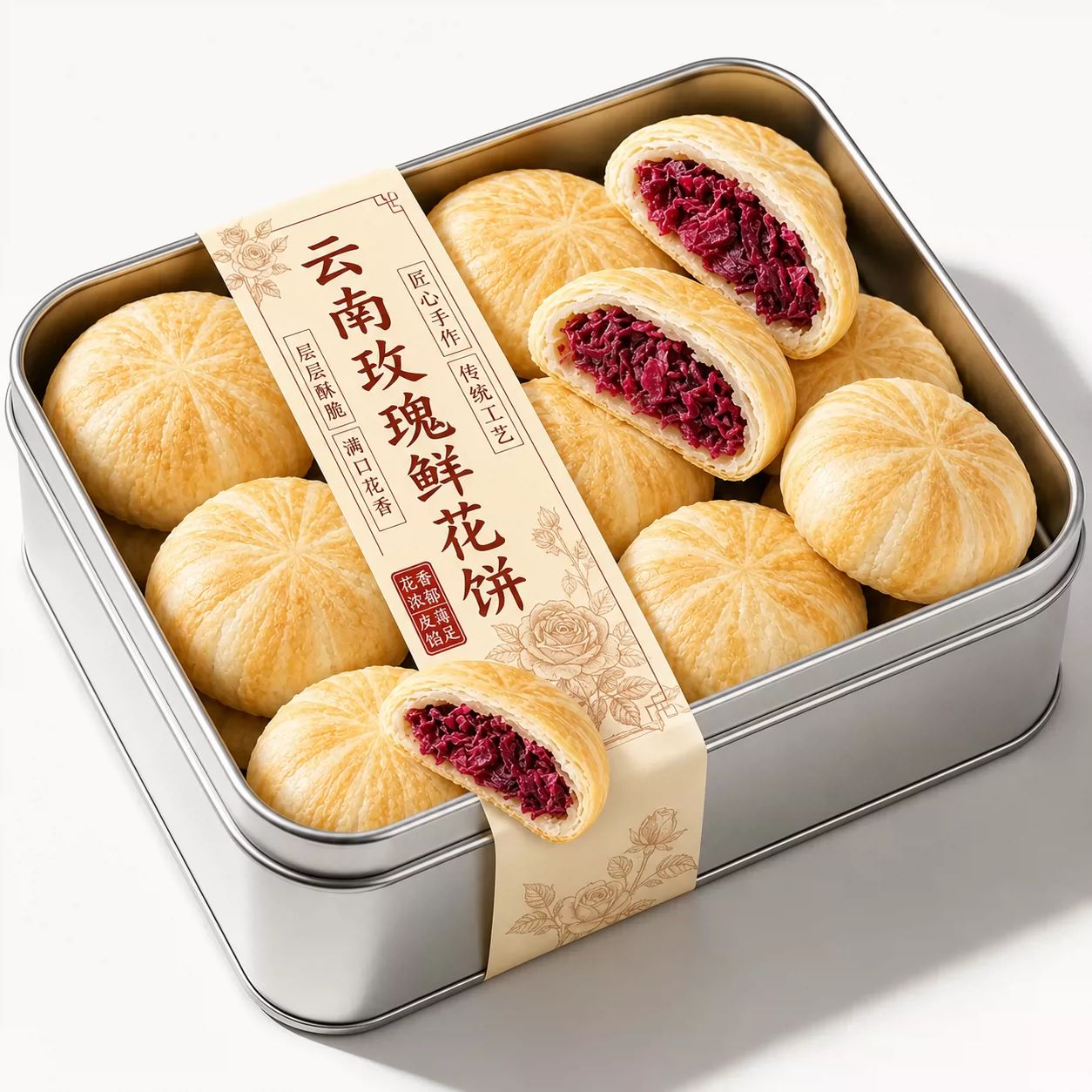 云南特产玫瑰鲜花月饼中秋节传统手工糕点混合口味休闲零食送礼