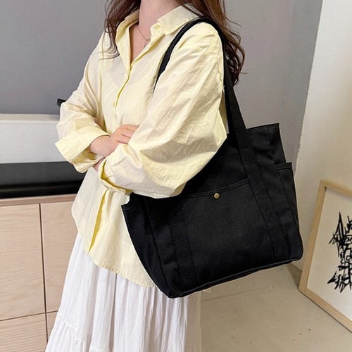 上班外出高颜值通勤百搭大容量托特帆布包学生装书单肩布袋包手提