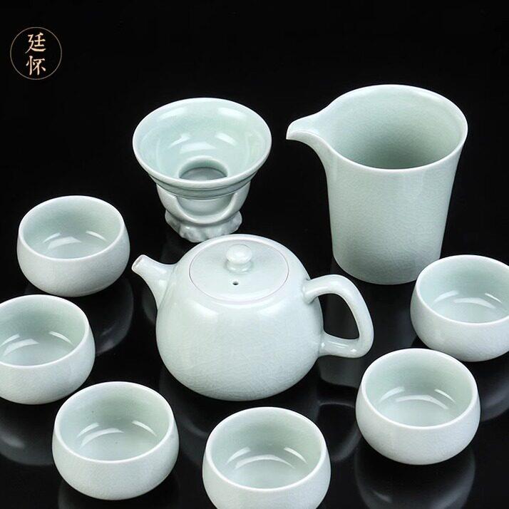 李廷怀汝窑功夫茶具套组轻奢陶瓷茶壶整套家用汝瓷礼盒办公室会客