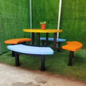 户外休闲套桌铁艺桌椅咖啡奶茶阳台室外防腐木圆形组合实木圆桌子