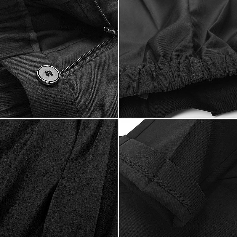 儿童秋冬加绒西裤松紧腰男童西装裤黑色长裤子小学生背带裤校服裤