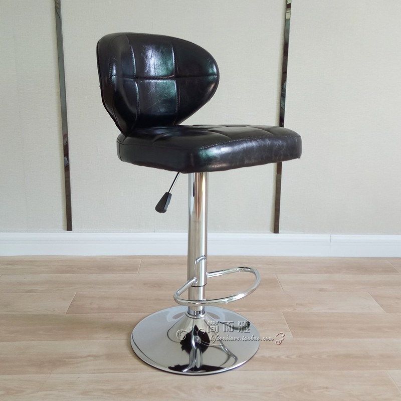 时尚复古黑色吧椅前台休闲高脚椅金属铁艺酒吧凳舒适靠背升降椅子