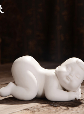 精品德化手工白瓷人之初陶瓷娃娃男宝宝早生贵子婚庆用品家居摆件
