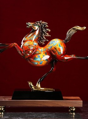 黄铜马摆件马踏飞燕骏马客厅电视柜玄关书房酒柜装饰开业乔迁送礼