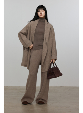 WITTYFOX高阶轻奢蓬松丰盈牦牛绒羊毛慵懒堆领廓形针织开衫毛衣套