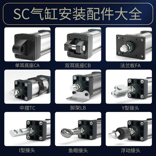 气缸CA单耳尾座CB双耳底座 LB脚架支架FA 法兰板固定安装配件接头