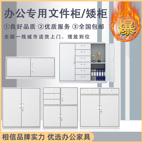 浙江省杭州市办公文件柜矮柜拆装带锁多门柜资料档案柜更衣储物柜