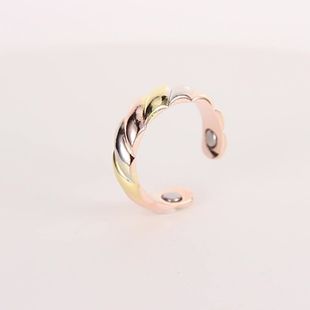 磁疗红铜戒指高级女生欧美三色晶情侣款热卖轻奢高级感磁石饰品