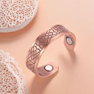 红铜戒指强磁石磁疗紫铜食指雏菊男女复古小众纪念礼物饰品开口型