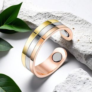 红铜戒指ins三色男女磁石磁性饰品开口c形个性指环健康气质小众设