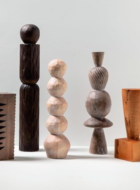 木雕工艺品样板间玄关软装售楼处酒店装饰雕塑艺术品桌面摆件