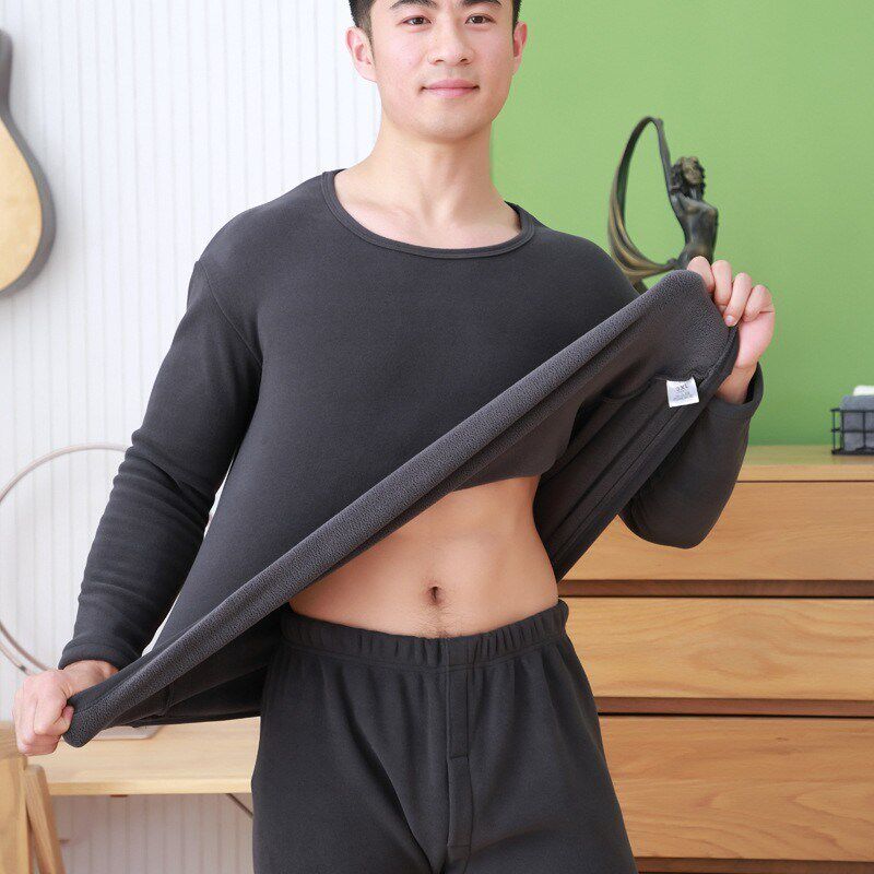 德绒保暖内衣男加肥加大码胖子200斤男士加绒加厚秋衣秋裤套装冬