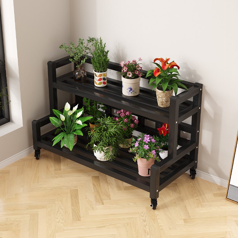 花架置物架带轮多层阳台落地客厅室内阶梯式多肉铁艺户外花盆架子