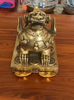 中式貔貅摆件黄铜镇宅招财v单角财位客厅书房炒股期货股票投资送