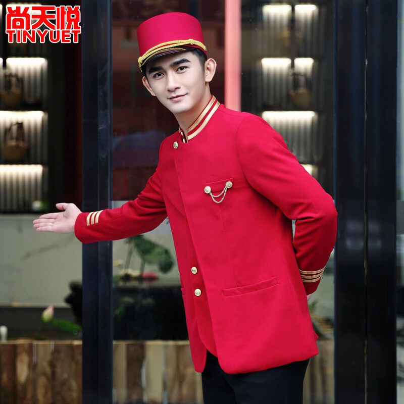 秋冬泊车员男制服酒店门童迎p宾服装 涤纶工作服套装 会所接待礼