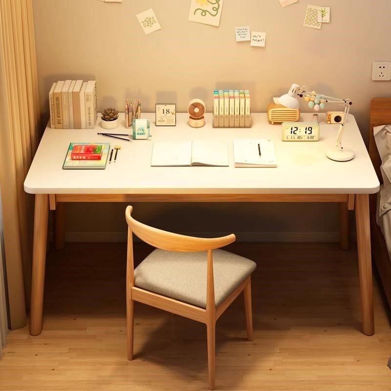 台式电脑c桌简约学生书桌家用成人办公桌卧室女生写字台实木腿桌