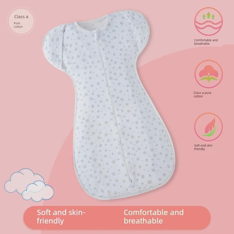 mymini婴儿投降式防惊跳吓醒睡袋夏季超薄襁褓新生儿安全感防踢被
