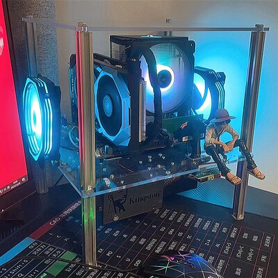 DIY开放式亚克力机箱海景全侧透 matx itx炫酷桌面办公电脑小机箱