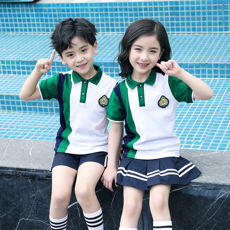 学院风校服小学生夏季新款儿童班服E绿色套装大班毕业照幼儿园园
