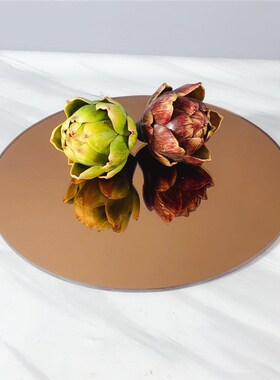 欧式现代简约圆形玻璃镜面托盘摆件样板房售楼处软装饰品摆设