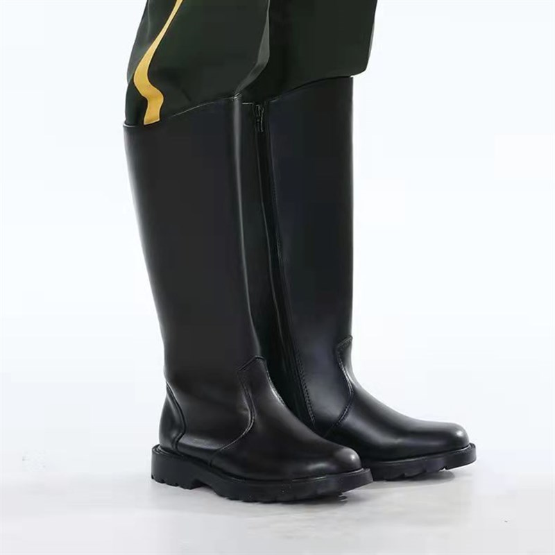 学校升旗仪式高筒马靴升旗手仪仗队长筒靴防滑耐磨拉链款靴子男女