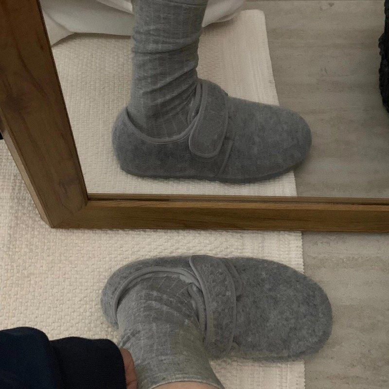 灰色丑萌豆豆毛毛鞋女外穿2024秋冬款加绒棉鞋魔术贴深口平底单鞋,女鞋,深口单鞋,淘宝优惠券,粉丝福利购,淘宝优惠卷