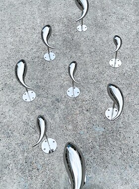 镜面不锈钢小鱼摆件售楼处庭院水池景观装饰群艺术品挂墙户外雕塑