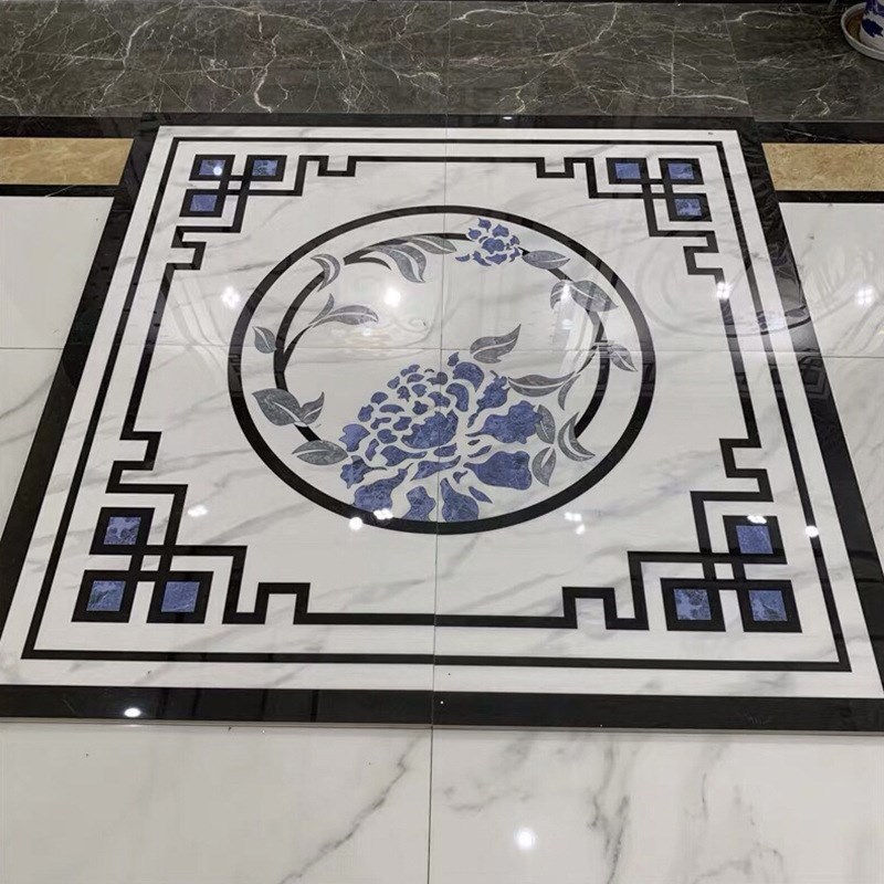 入户玄关圆形拼花瓷砖图案欧式地砖客厅餐厅酒店电梯进门拼垒德株