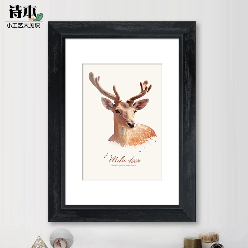 美式实木相框挂墙16 24 30 36 40寸4开8K画框拼图海报框定制作