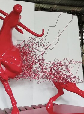 售楼处酒店大堂招财牛大型抽象雕塑金属工艺品装置艺术品落地摆件