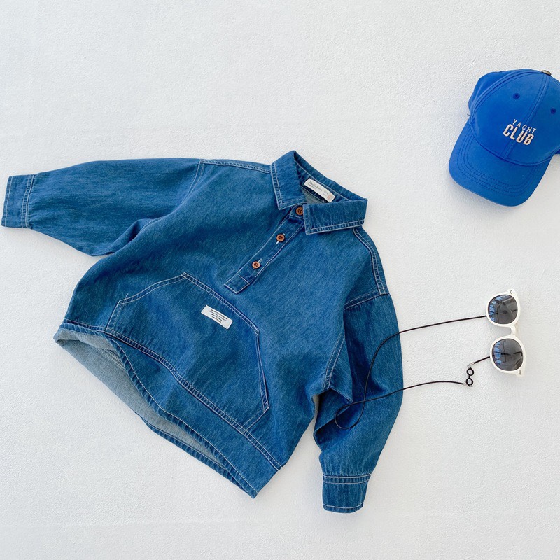 男童秋装 儿童牛仔衬衣 日系棉布 宽松版牛仔衬衫