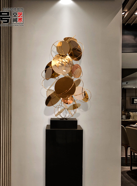 不锈钢雕塑酒店大堂售楼处现代软装饰品样板房客厅艺术品摆件金属