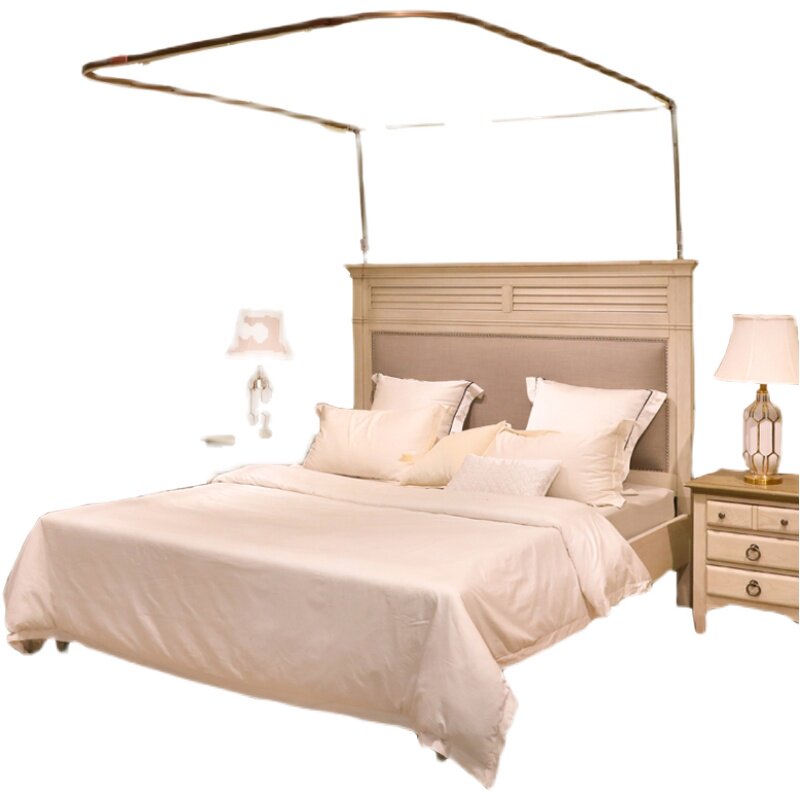 蚊帐配件单支架u型铝合金轨道式导轨架子落地加粗厚弯头单买杆子