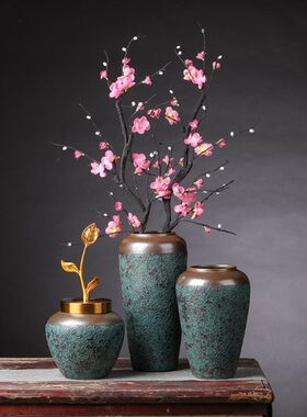 新中式复古花瓶客厅电视柜陶瓷花器摆件居家装饰品插干花插花瓷瓶