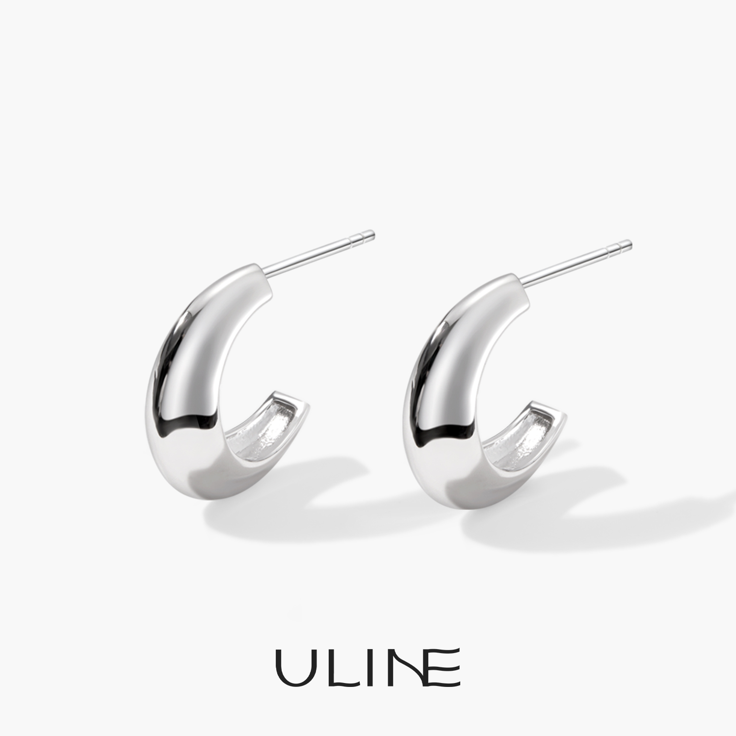 ULINE足银耳环999纯银耳钉高级感
