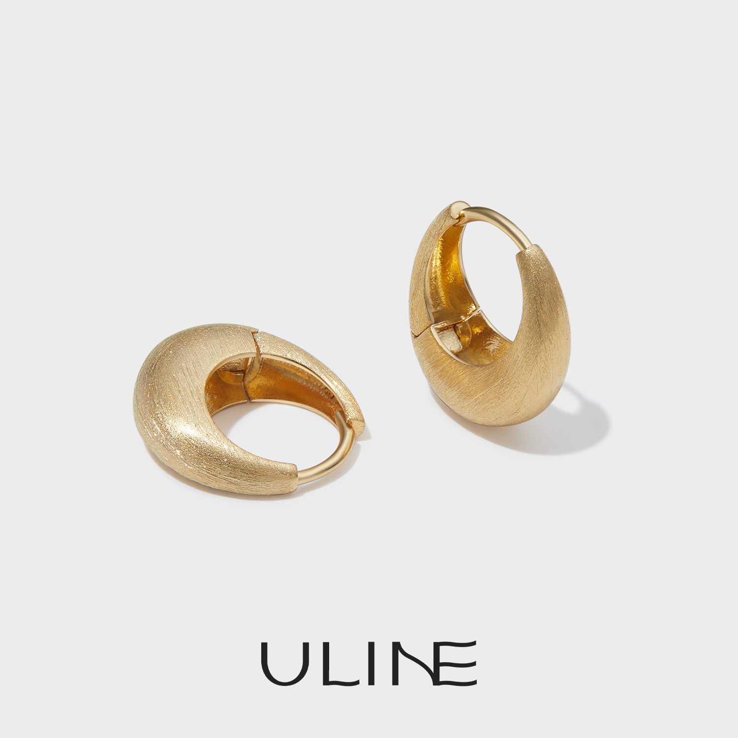 ULINE通体S925纯银耳环镀18K金