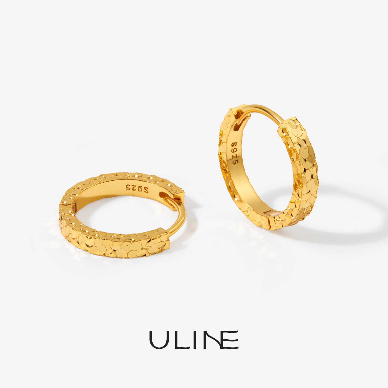 ULINE通体925纯银碎冰冰耳圈证书图片