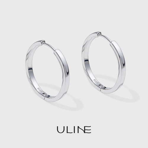 ULINE通体925纯银女士素圈耳环大