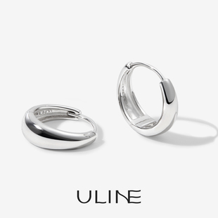 ULINE足银999耳圈纯银素圈耳环精致圈圈耳饰女养耳洞防过敏耳扣