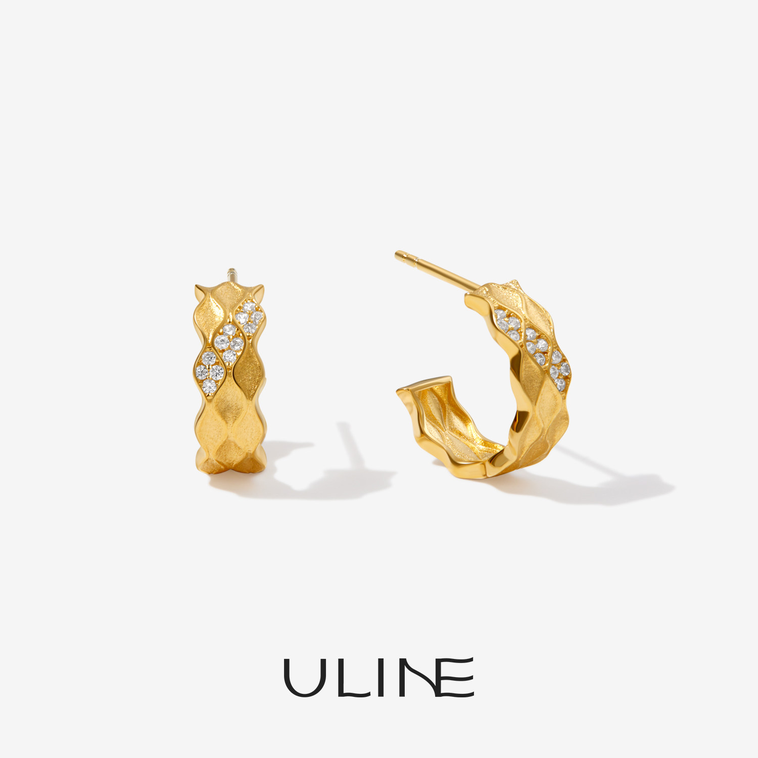 ULINE纯银耳钉925银圆圈耳环轻奢高级感耳坠秋冬金色简约通勤耳饰,饰品/流行首饰/时尚饰品新,耳钉,淘宝优惠券,粉丝福利购,淘宝优惠卷