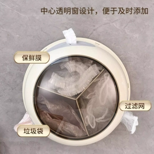 壁挂旋转3合1收纳盒厨房一次性保鲜膜套手套垃圾袋分格收纳整理盒