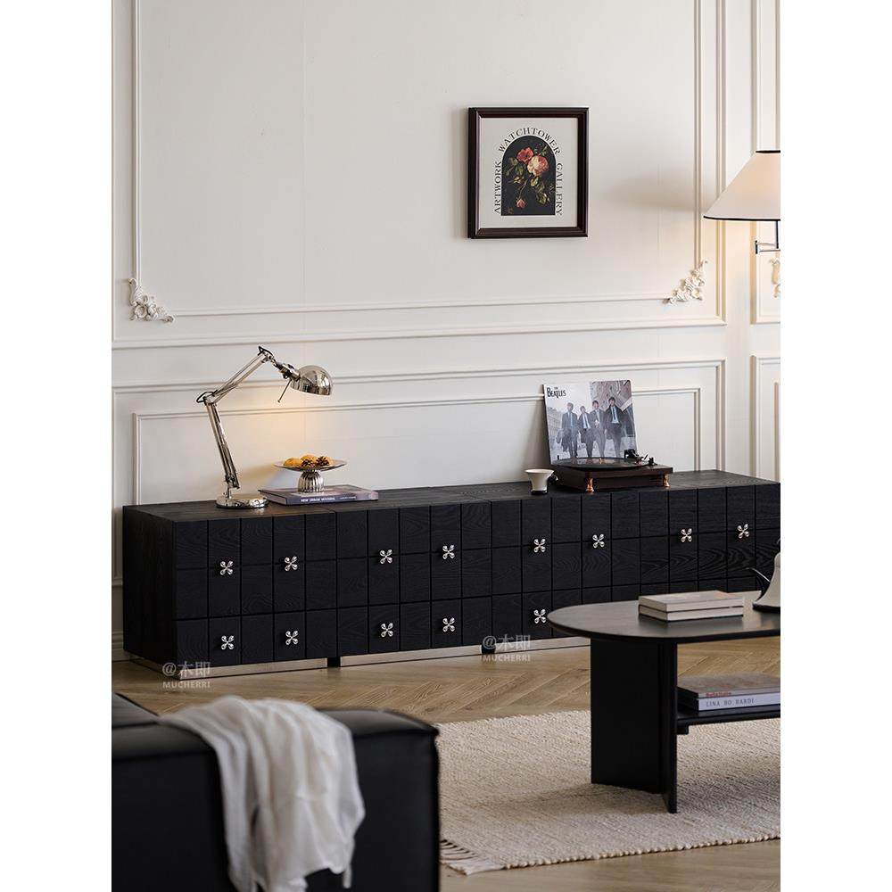 木艺实木模块组合柜抽屉柜储物柜电视柜中世纪黑色卡门柜沙发客厅,3C数码配件,USB多功能数码宝,淘宝优惠券,粉丝福利购,淘宝优惠卷