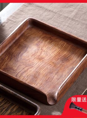 一纪巴西花梨木鸡翅木普洱茶饼分茶盘茶饼盒实木一体开茶撬茶托盘