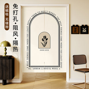 ins门帘家用商用咖啡厅隔断窗卧室厨房化妆室定制免打孔门帘 法式