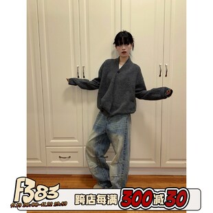 F383 2024针织衫道袍毛衣秋冬季开衫老钱百搭松弛慵懒感上衣外套