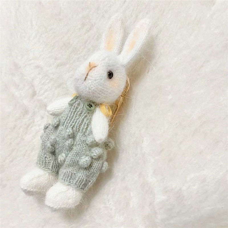 小兔挂件包包裤棒针萝卜兔小奶熊都可穿毛线手工diy编织材料包