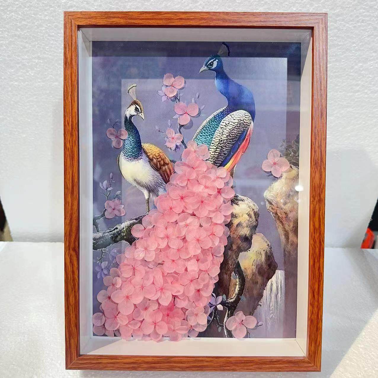 云南永生花相框动物摆件高级感干 干燥花diy材料包装饰画 画立体
